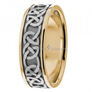 Celtic Heart Knot Wedding Bands Two Tone CL281639