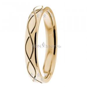 Celtic Wave Shiny Women's Wedding Band Ring Yellow Gold CL281642