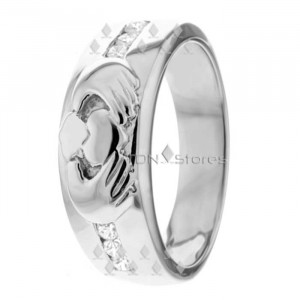 Men's Celtic Claddagh Diamond Wedding Ring CL281659