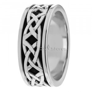 Black & White Gold Celtic Knot Wedding Ring  CL285136