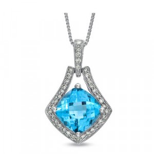 Faith Blue Topaz and Diamond Pendant