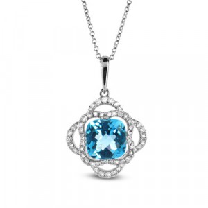 Liana Diamond and Blue Topaz Pendant