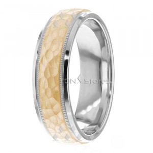 Hammered Multi Toned Wedding Ring DC288044