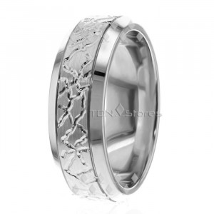 Beveled Edge Mixed Line Wedding Ring DC288090