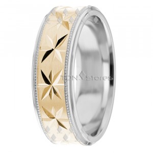 Balthasar 7mm Wide Star Design Wedding Ring