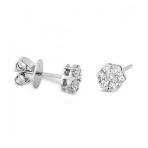 Carly 18K White Gold Diamond Stud Earrings With Friction Back Closure 0.60 Ctw.