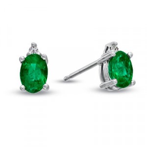 Vanda Emerald & Diamond Stud Earrings
