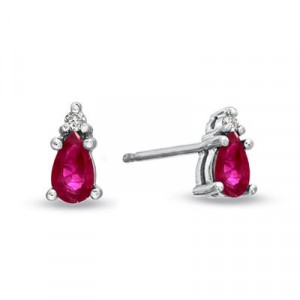 Sylvia Pear Shape Ruby & Diamond Stud Earrings