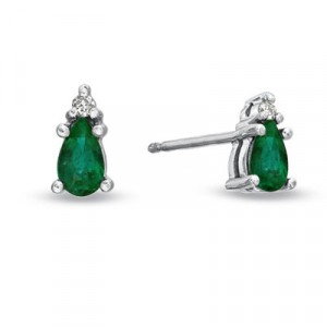 Virginia Pear Shape Emerald & Diamond Stud Earrings