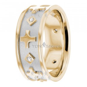 Multi Tone Cross Wedding Ring Diamond DW289148