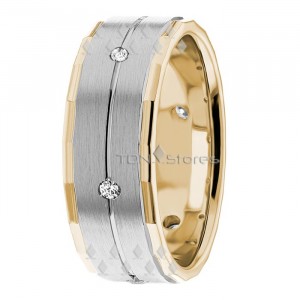 Multi Tone Diamond Wedding Ring Band DW289205