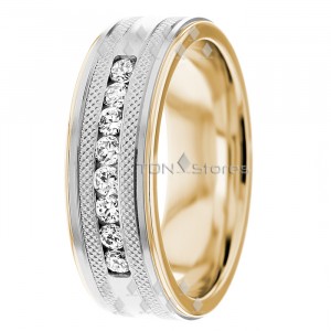 Wide Milgrain Channel Setting Diamond Wedding Ring DW289290