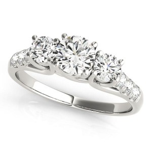 Pave & Prong Setting Three Stone Diamond Engagement Ring E2835507