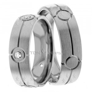 Clete 6.00mm Wide, Diamond Matching Wedding Rings, 0.15 Ctw.