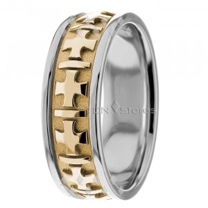 Two Tone Christian Wedding Ring 6.5mm Wide Wedding Bands HM281408