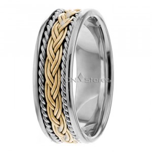 Unique Braided Two Tone Wedding Band Ring HM287022