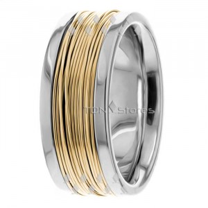 One Of A Kind Two Tone 9mm Wide Wedding Bands HM287081