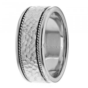 Hammered Hand Twisted Rope Wedding Bands Rings HM287156