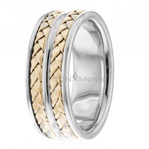 Two Rows Braided Wedding Bands Rings 8mm Wide HM287157