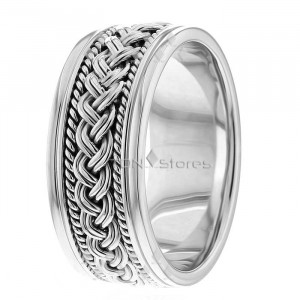 9mm Wide Comfort Fit Mens Braided Wedding Bands HM287160