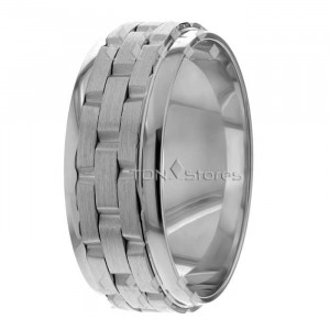 Watch Link Design White Gold Wedding Bands Rings HM287170
