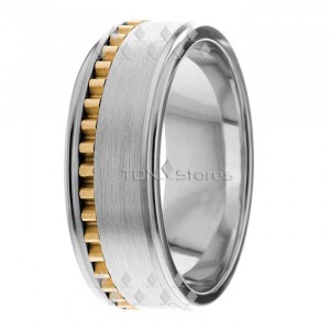 Two Tone Hand Crafted Wedding Rings HM287181