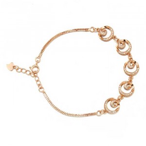 Rose Gold Plated Sterling Silver Cubic Zirconia Micro Pave Bracelet 