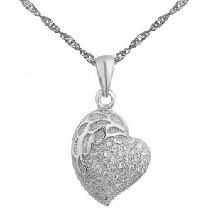 Sterling Silver White Cubic Zirconia Heart Pendant