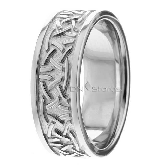 US Jewels And Gems Mens Sterling Silver Irish Celtic Ring Band Size 11.5