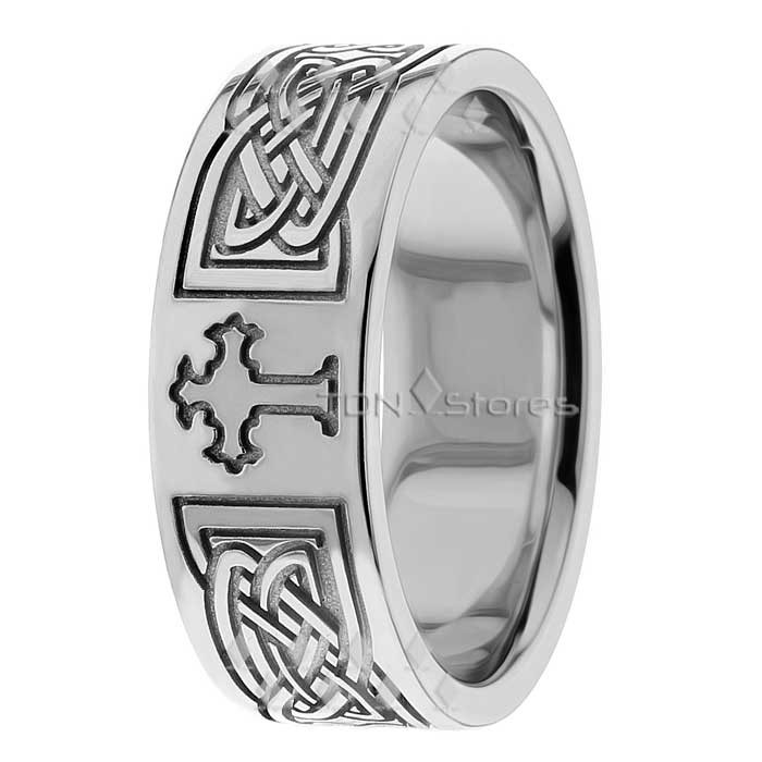 lade gelei kruis Celtic Cross & Celtic Knot Wedding Ring 8mm - TDN Stores