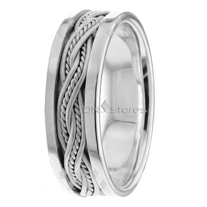 Braide and Rope Design Two Tone Wedding Bands - TDN Stores