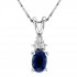 Blue Sapphire & Diamond Necklace Pendant 